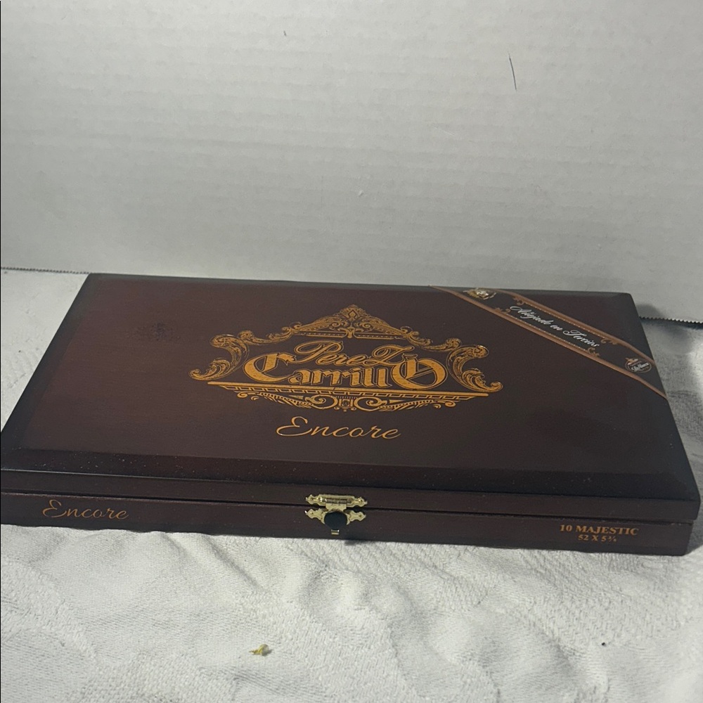 Encore Jeans Brown Cigar Box with Gold Accents